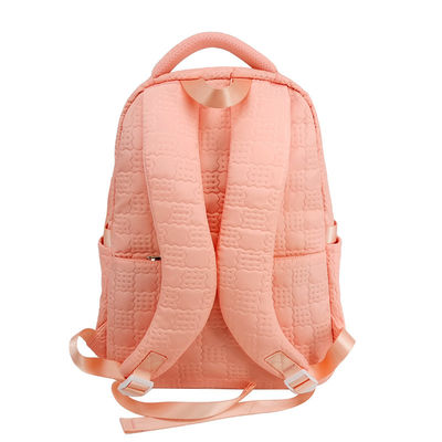 Sacs à dos en étoffe de couleur rose en relief, sac à dos en nylon, polyester, avec étui à crayon