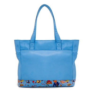Un sac à main en toile, un sac à fente, un sac à imprimer en numérique, un sac bleu avec une poche à pièces.
