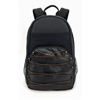 Sac à dos en nylon souple en tissu, répulsif à l'eau noir pour les voyages en plein air