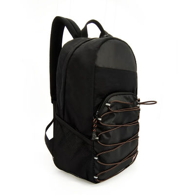 Sac à dos en nylon souple en tissu, répulsif à l'eau noir pour les voyages en plein air