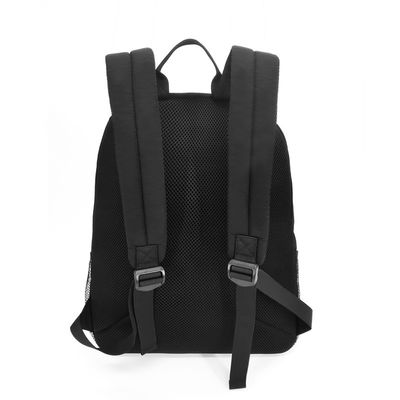 Sac à dos en nylon souple en tissu, répulsif à l'eau noir pour les voyages en plein air