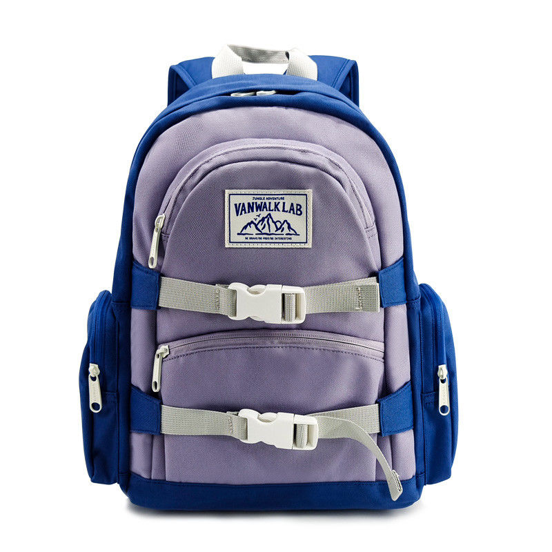 Sac à dos en nylon avec deux poches extérieures Couleur bleue